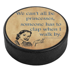 SlipperyJoe's princesses clap vintage poster retro Hockey Puck