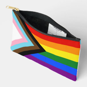 SlipperyJoe's Progress Pride Flag gay gifts LGBTQI Accessory Pouch