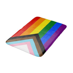 SlipperyJoe's Progress Pride Flag gay gifts LGBTQI Bath Mat