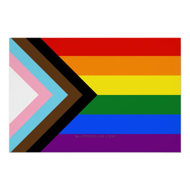 SlipperyJoe's Progress Pride Flag gay gifts LGBTQI Poster (Front)