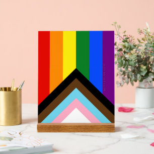SlipperyJoe's Progress Pride Flag six classic hori Acrylic Sign