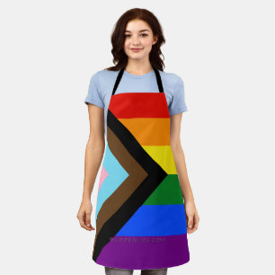SlipperyJoe's Progress Pride Flag six classic hori Apron