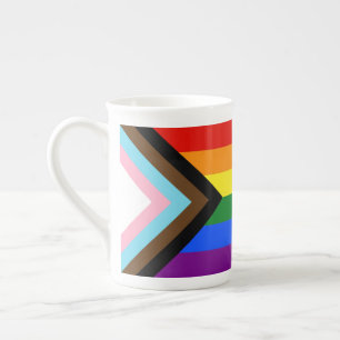 SlipperyJoe's Progress Pride Flag six classic hori Bone China Mug