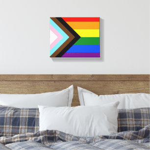 SlipperyJoe's Progress Pride Flag six classic hori Canvas Print