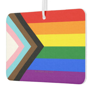 SlipperyJoe's Progress Pride Flag six classic hori Car Air Freshener