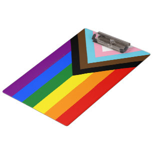 SlipperyJoe's Progress Pride Flag six classic hori Clipboard