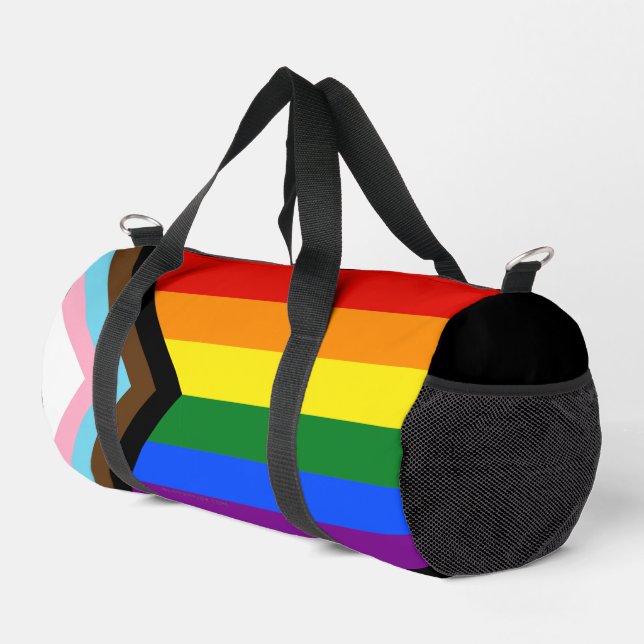 SlipperyJoe's Progress Pride Flag six classic hori Duffle Bag (Right Corner)