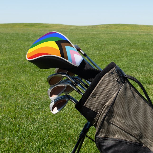 SlipperyJoe's Progress Pride Flag six classic hori Golf Head Cover (In Situ)