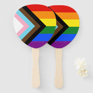 SlipperyJoe's Progress Pride Flag six classic hori Hand Fan
