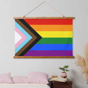 SlipperyJoe's Progress Pride Flag six classic hori Hanging Tapestry