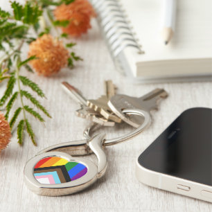 SlipperyJoe's Progress Pride Flag six classic hori Key Ring