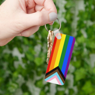 SlipperyJoe's Progress Pride Flag six classic hori Key Ring