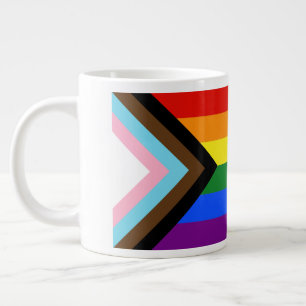 SlipperyJoe's Progress Pride Flag six classic hori Large Coffee Mug