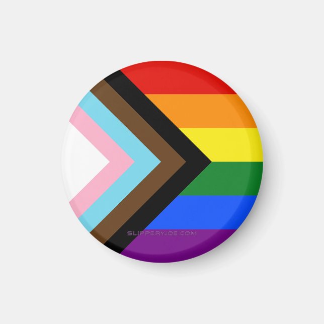 SlipperyJoe's Progress Pride Flag six classic hori Magnet (Front)
