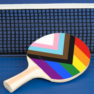 SlipperyJoe's Progress Pride Flag six classic hori Ping Pong Paddle