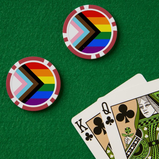 SlipperyJoe's Progress Pride Flag six classic hori Poker Chips (Poker Table (Double))