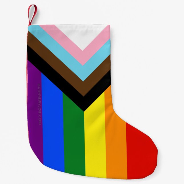 SlipperyJoe's Progress Pride Flag six classic hori Small Christmas Stocking (Front)