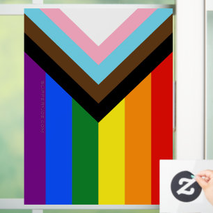 SlipperyJoe's Progress Pride Flag six classic hori Window Cling