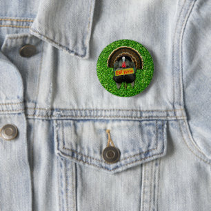 SlipperyJoe's proud turkey eat ham red wattle hang 6 Cm Round Badge