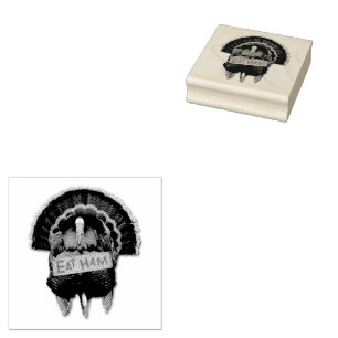 SlipperyJoe's proud turkey eat ham red wattle hang Rubber Stamp