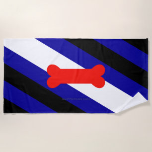 SlipperyJoe's puppy play pride flag express kink i Beach Towel