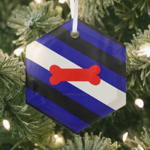 SlipperyJoe's Puppy Play Pride Flag fetishes LGBTQ Glass Tree Decoration