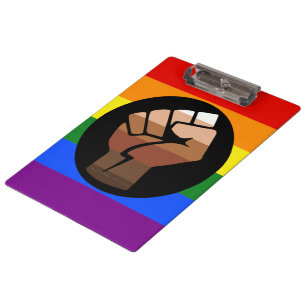 SlipperyJoe's queer people colour flag raised fist Clipboard