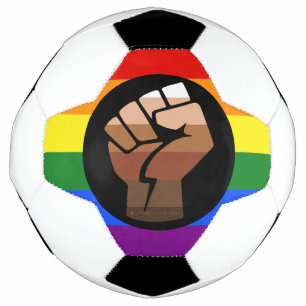 SlipperyJoe's queer people colour flag raised fist Football