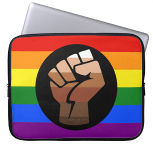 SlipperyJoe's queer people colour flag raised fist Laptop Sleeve