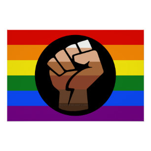 SlipperyJoe's queer people colour flag raised fist Poster