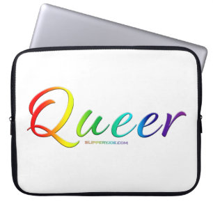 SlipperyJoe's queer pride colors word proud symbol Laptop Sleeve