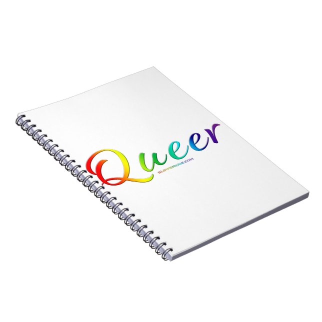 SlipperyJoe's queer pride colors word proud symbol Notebook (Right Side)