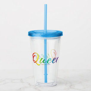 SlipperyJoe's queer pride colours word colourful v Acrylic Tumbler