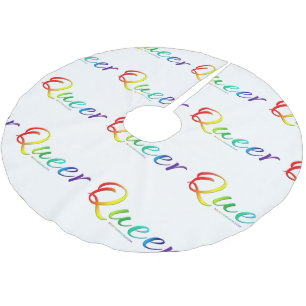 SlipperyJoe's queer pride colours word colourful v Brushed Polyester Tree Skirt