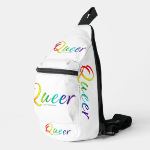 SlipperyJoe's queer pride colours word colourful v Sling Bag