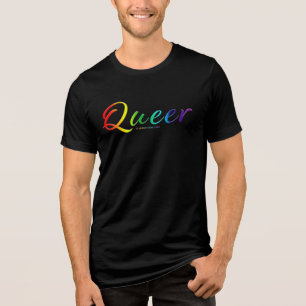 SlipperyJoe's queer pride colours word colourful v Tri-Blend Shirt