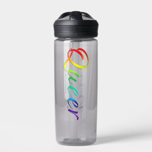 SlipperyJoe's queer pride colours word colourful v Water Bottle