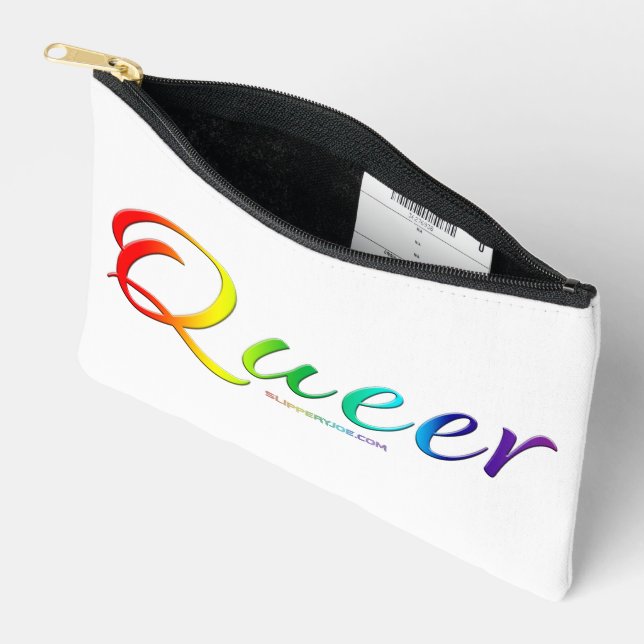 SlipperyJoe's queer single expressive word smooth  Accessory Pouch (Open)