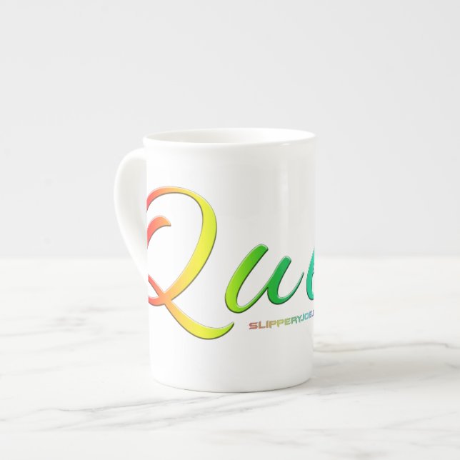 SlipperyJoe's queer single expressive word smooth  Bone China Mug (Front Left)