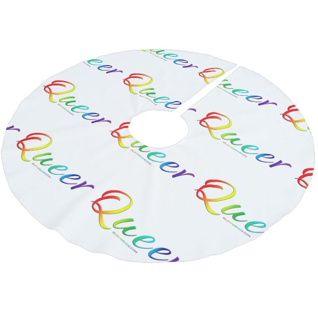 SlipperyJoe's queer single expressive word smooth  Brushed Polyester Tree Skirt (Angled)