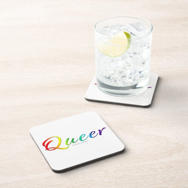 SlipperyJoe's queer single expressive word smooth  Coaster (Right Side)