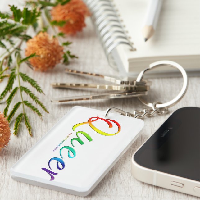 SlipperyJoe's queer single expressive word smooth  Key Ring (Front Right)