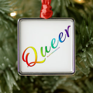 SlipperyJoe's queer single expressive word smooth Metal Tree Decoration
