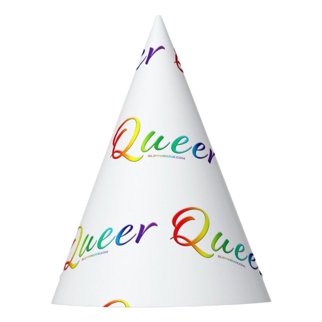 SlipperyJoe's queer single expressive word smooth  Party Hat (Front)