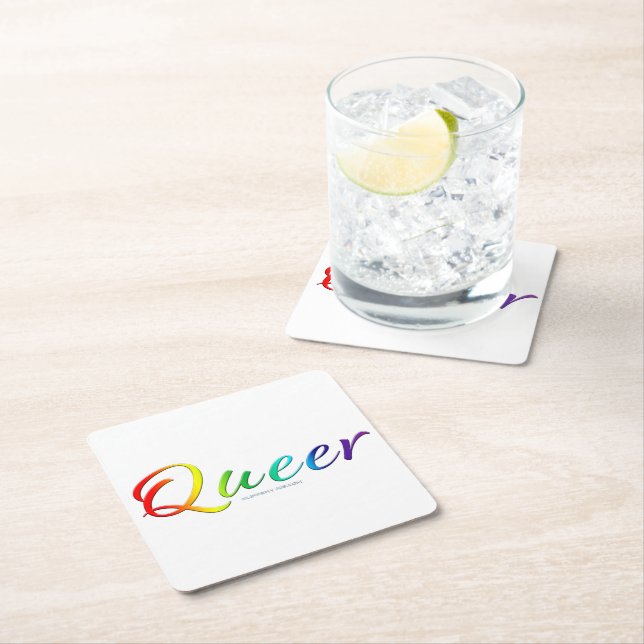 SlipperyJoe's queer single expressive word smooth  Square Paper Coaster (Insitu)