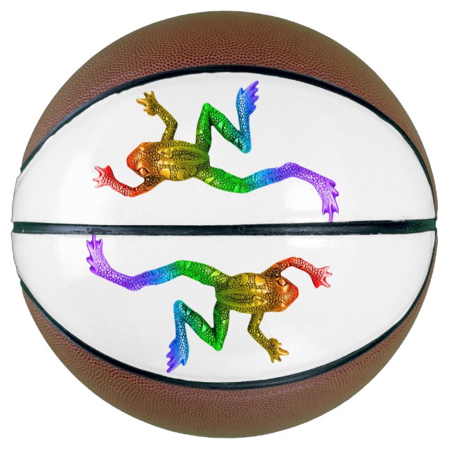 SlipperyJoe's rainbow coloured frog rendered sculp Basketball (Front)