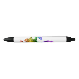 SlipperyJoe's rainbow coloured frog rendered sculp Black Ink Pen