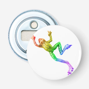 SlipperyJoe's rainbow coloured frog rendered sculp Bottle Opener