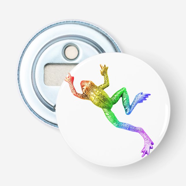 SlipperyJoe's rainbow coloured frog rendered sculp Bottle Opener (Front)
