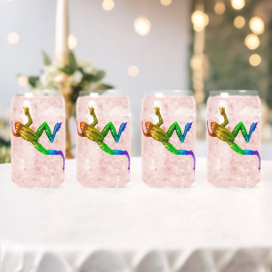 SlipperyJoe's rainbow coloured frog rendered sculp Can Glass